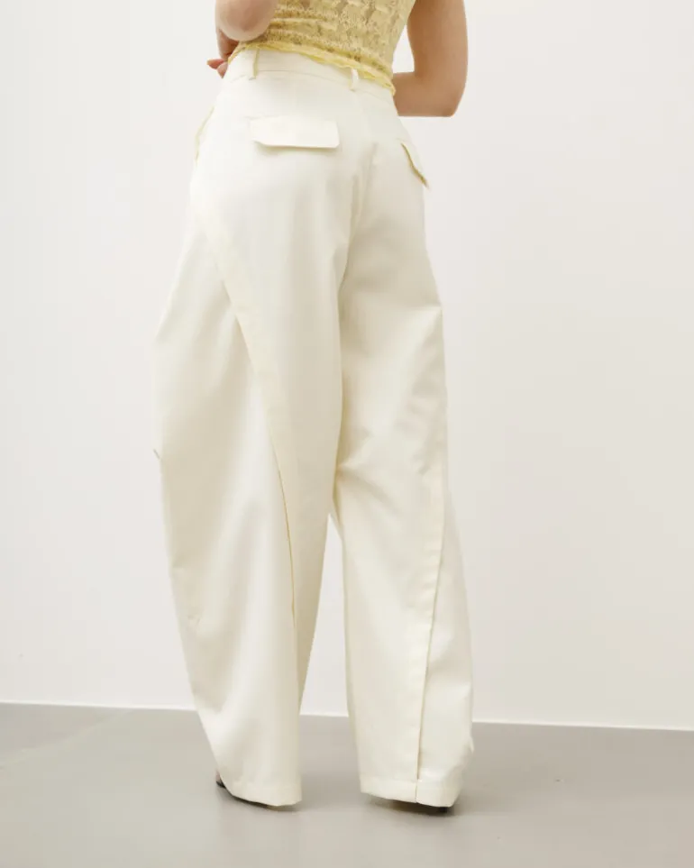 Pantaloni eleganti ballon panna – P6696