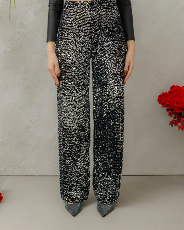 Pantaloni palazzo con paillettes – 4323