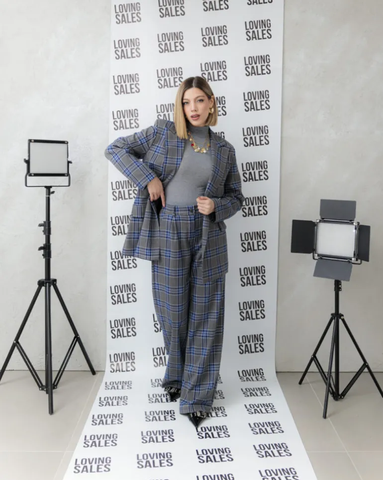 Pantaloni tartan blu – 27151