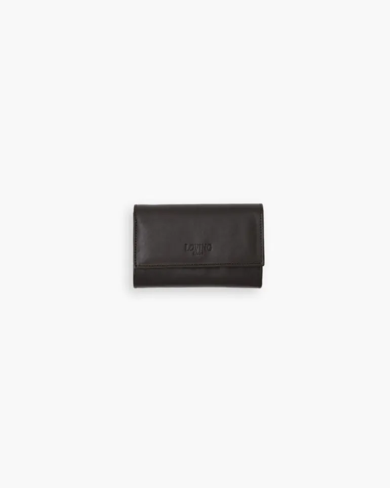 Portafoglio in pelle medio con patta marrone – LOVING BAGS