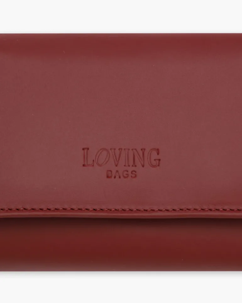 Portafoglio in pelle medio con patta bordeaux – LOVING BAGS