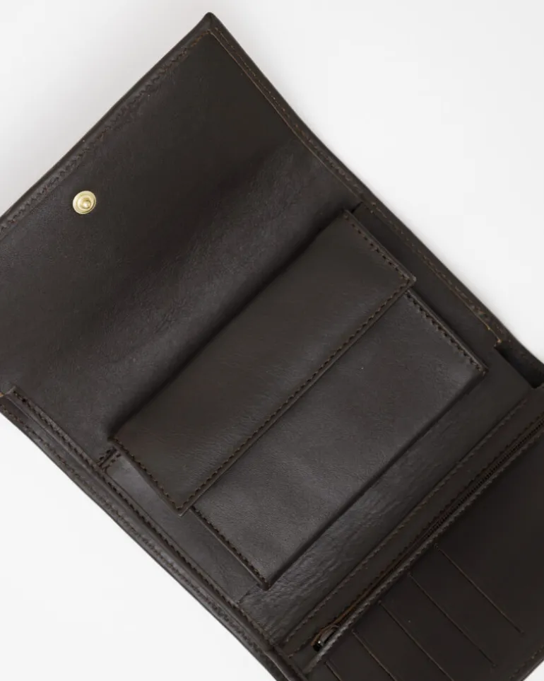 Portafoglio in pelle medio con patta marrone – LOVING BAGS