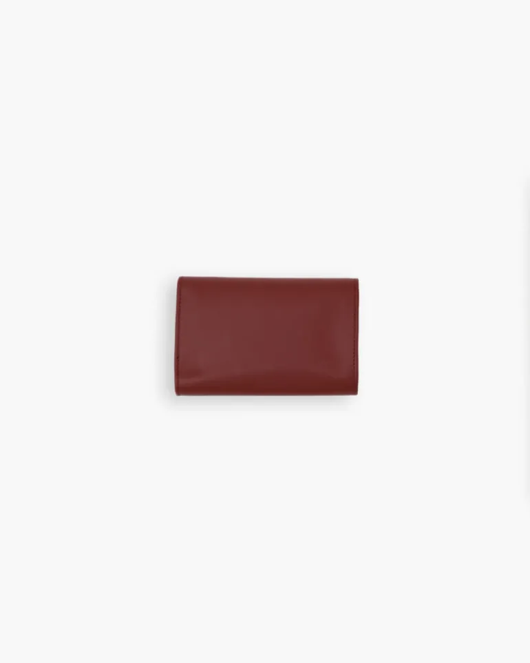 Portafoglio in pelle medio con patta bordeaux – LOVING BAGS