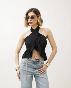 Top con incrocio e balze – L1162 slc