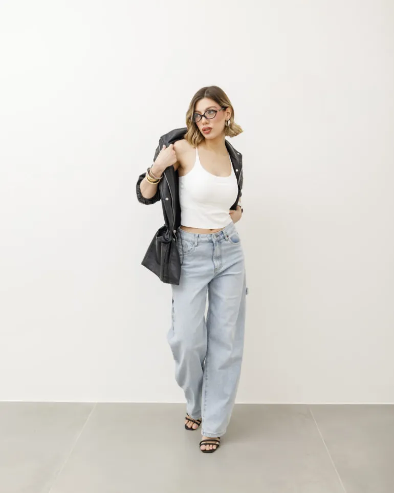 Top in costina con coppe – H14166