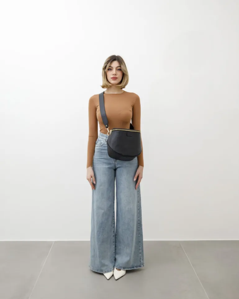 Tracolla in pelle NERA – LOVING BAGS