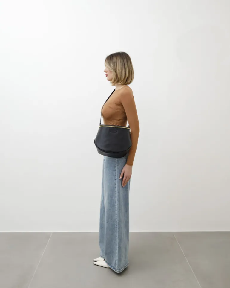 Tracolla in pelle NERA – LOVING BAGS